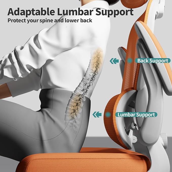 TRALT Office Chair Ergonomic Desk Chair, 330 LBS Home Mesh Office Desk Chairs with Wheels, Comfortable Gaming Chair, High Back Office Chair for Long Hours (Orange)-DeskLoop Office