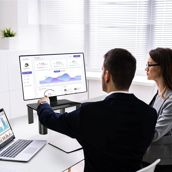 Pholiten Monitor Stand Riser 3 Height Adjustable, Desk Organizer for Monitor with Airflow Vents, Laptop Stand for Desk, Up to 44lbs-DeskLoop Office