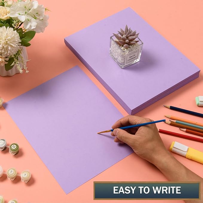 MixTeach 100 Sheets A4 Purple Cardstock 8.5 x 11 Inch Thick Cardstock Paper 250gsm/92lb Double Sided Purple Card Stock Printer Paper for Cards Making, Crafts, Scrapbook, Invitations, Drawing, Printing-DeskLoop Office