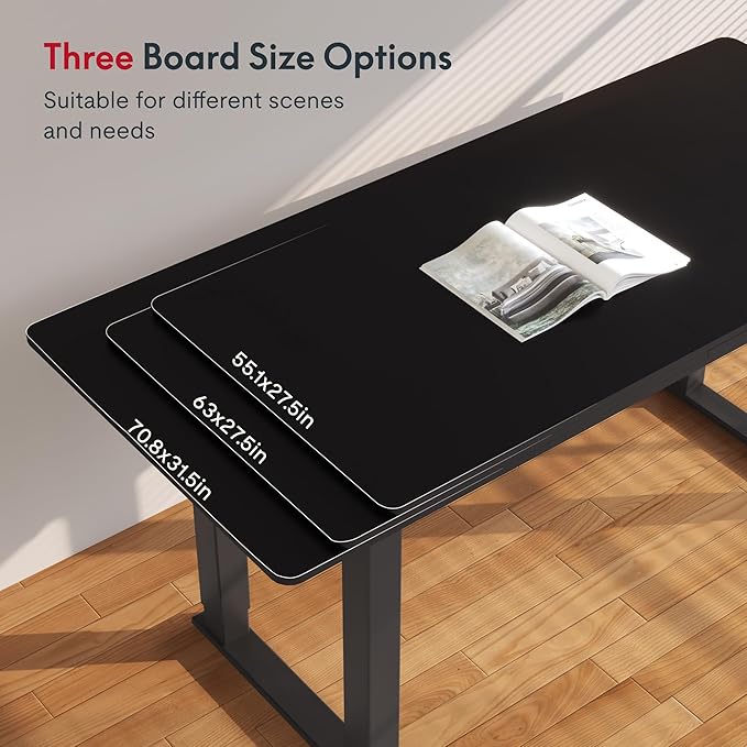 SANODESK 4-Leg Standing Desk, Electric Height Adjustable Desk with Memory Presets for Home Office, Stand up Desk Computer Workstation, 63x28 Inches Black-DeskLoop Office