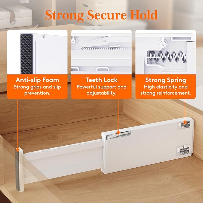 Lifewit 20 Pack Drawer Dividers 4" High, 11-17" Adjustable Dresser Drawer Organizers for Clothes, Expandable Dresser Separators in Bedroom/Bathroom/Kitchen/Vanity/Office Organization and Storage,White-DeskLoop Office