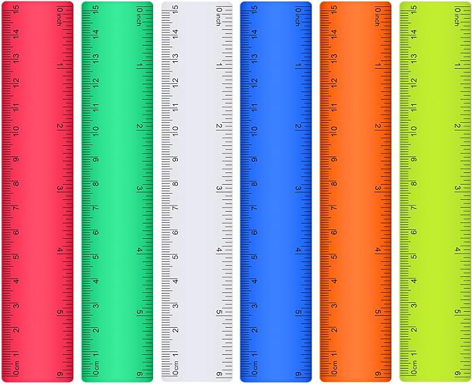 Zonon 6 Pcs 6 Inch Ruler Bulk Colorful Plastic Flexible Straight Metric Rulers with Centimeters and Inches Drafting Measuring Tool for Classroom School Students Education-DeskLoop Office