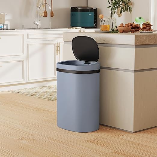 PayLessHere 13 Gallon Trash Can Kitchen Trash Can Automatic Garbage Can with Lid Touch Free High-Capacity Motion Sensor for Kitchen Bedroom Bathroom Office Wateproof Trash Bin (1, Gray)-DeskLoop Office