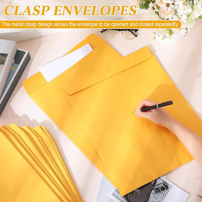 50 Pcs 14 x 18 Inch Extra Large Mailing Clasp Envelopes Jumbo Kraft Catalog Manila Envelope with Clasp Closure for Oversized Big Documents Office Home Business Legal School Storing Mailing-DeskLoop Office