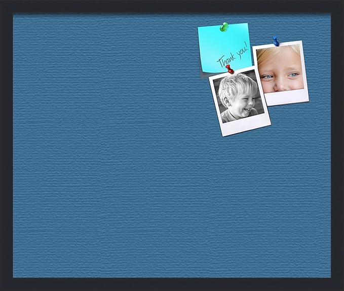 PinPix 24x20 Inch Cork Bulletin Board. This Decorative Framed Pin Board Comes with Navy Pastel Design and a Satin Black Frame. Ideal for Home Office Decor or Message Board (PinPix-1811)-DeskLoop Office