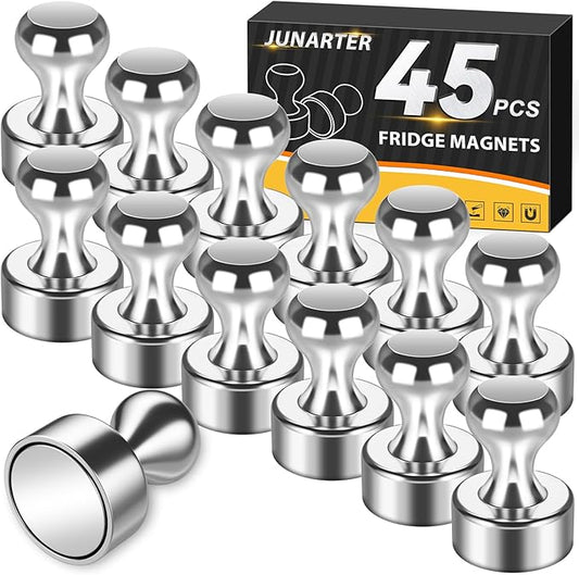 45 Pack Magnetic Push Pins - Whiteboard Magnets, Refrigerator Magnets, Small Push Pin Neodymium Magnets for Locker, Map, Kitchen, Office, School-DeskLoop Office