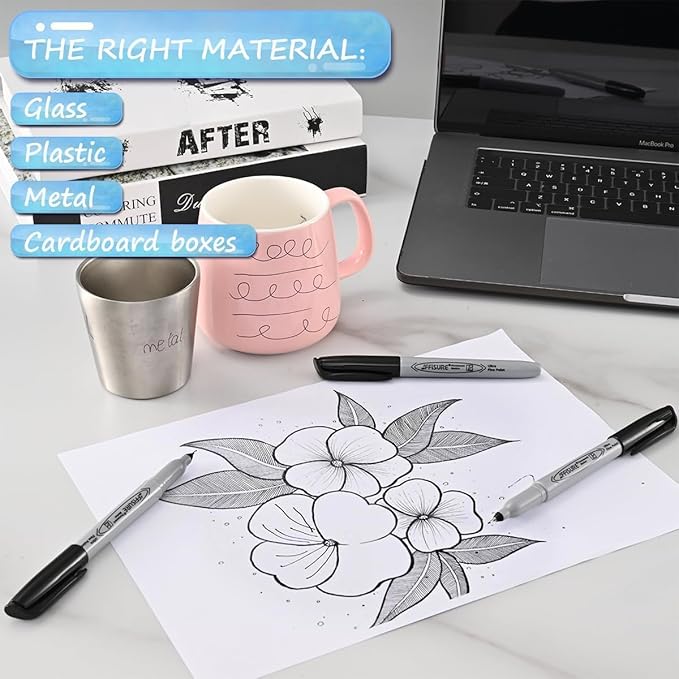 Permanent Markers, Ultra Fine Point,Black,100 Count, 0.4mm, Fine tippermanent marker set, quick dry,waterproof, fading resists, durable,marks on paper, glass, ceramic, plasticwood, rock, metal-DeskLoop Office