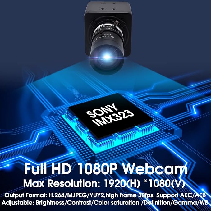 SVPRO 1080P Webcam with Zoom Lens, 5-50mm 10X Optical Zoom,Manual Focus,H.264, Low Light PC Camera with IMX323 Sensor USB Comptuer Camera for Streaming,Video Conference,Studio Recording-DeskLoop Office
