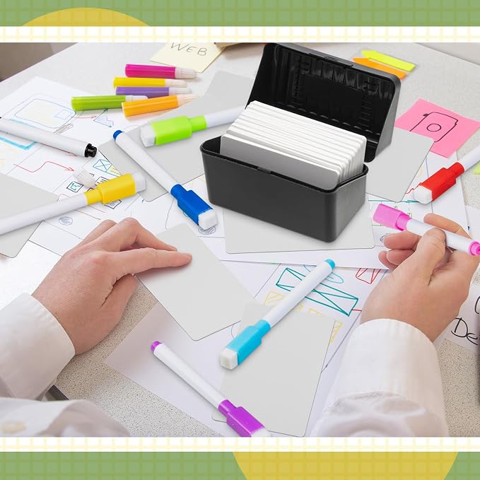 Harloon 100 Pcs Dry Erase Index Cards 5 x 8 Inch Laminated Reusable Dry Erase - Image 6