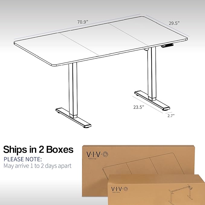 VIVO Electric 71 x 30 in Standing Desk, Memory Height Adjustment, 1B Series, Dark Gray Top Gray Frame, DESK-KIT-1G7G