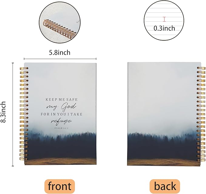 VNWEK Christian Bible Notebook Journal - Christian Gifts for Women Men Faith, Christian Journals for Writing Women, Scripture Journal, Notebook Spiral Bound with, PSALM 16:1 Writing Pads-DeskLoop Office