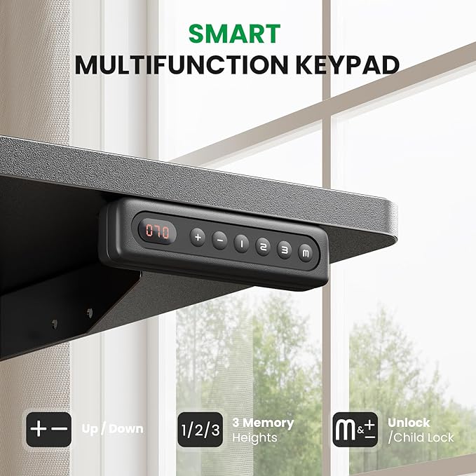 SIAGO Electric Standing Desk Adjustable - 48 x 24 Inch Sit Stand up Desk with Cable Management - 3 Memory Preset Adjustable Height Table-DeskLoop Office