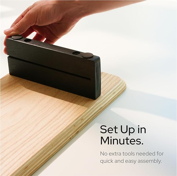 KIVY Dual Monitor Riser with Integrated Metal Shelf - Wooden desk shelf for top of desk - Wood monitor stand for desk 2 monitors / tv - Dual monitor stand riser for desk - Large walnut monitor stand-DeskLoop Office