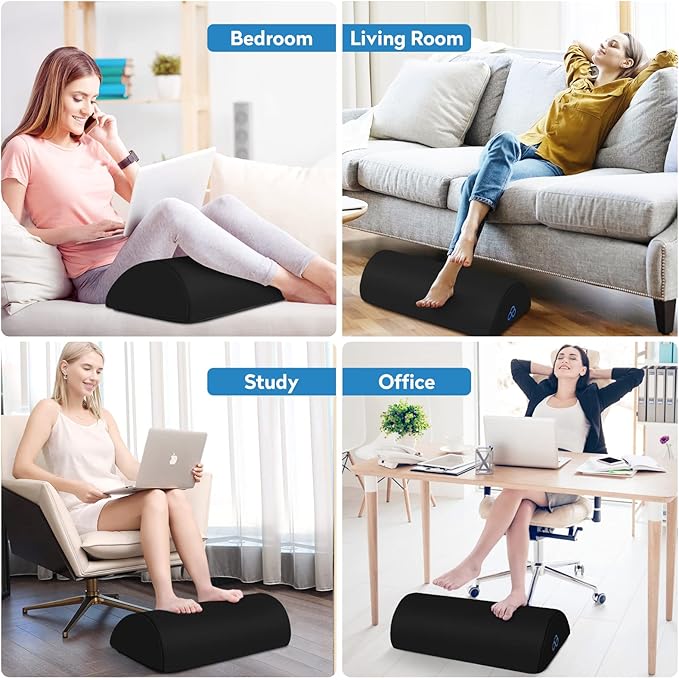 StepLively Foot Rest Ergonomic Pillow for Under Desk at Work, Anti-Fatigue Footrest Support Pillow for Fatigue & Pain Relief, Comfortable for Office Chair, Car Seat & Gaming Chair - Black-DeskLoop Office