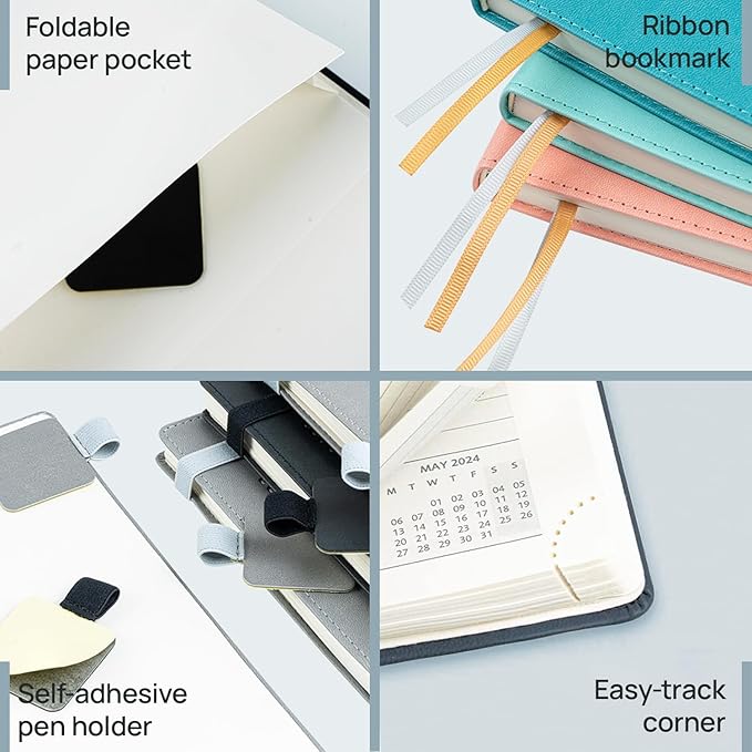 POPRUN 2026 Planner (Medium - 6.5'' x 8.5'') - 2026 Weekly Calendar ((Jan. 2026 - Dec. 2026) with Hourly Time Slots, Weekly/Monthly Appointment Book for Time Management - Leather Soft Cover - Grey-DeskLoop Office