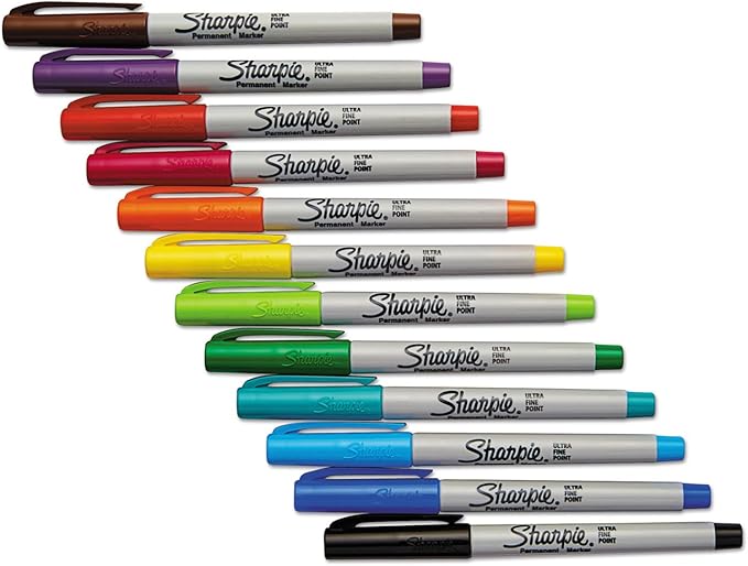 Sharpie Permanent Markers Ultra Fine Point Assorted Colors 12 Count-DeskLoop Office