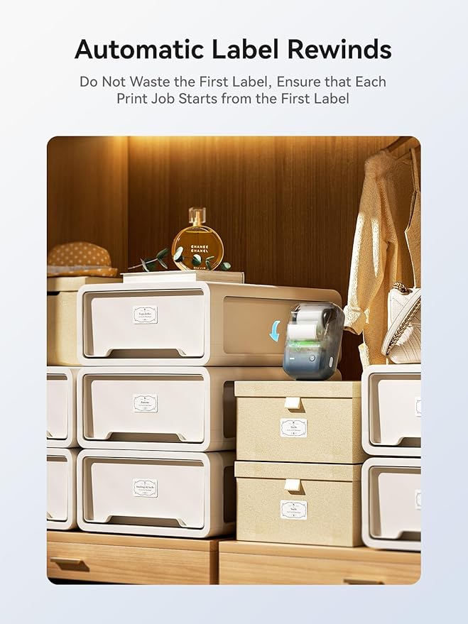 NIIMBOT B1 Label Maker Machine with Tape, 2 Inch Portable Label Printer, Bluetooth Thermal Label Printer with Multiple Templates for Small Business,Office,Home,School (Blue, 1 Printer+1 Roll Label)-DeskLoop Office