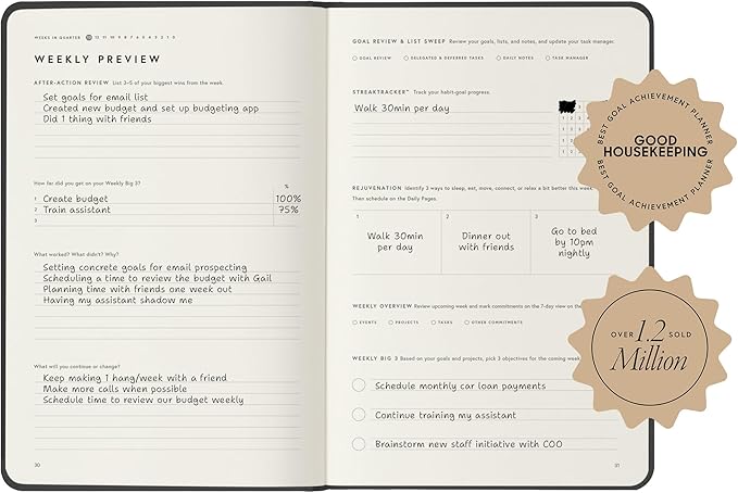 Full Focus Finch Linen Planner by Michael Hyatt - The #1 Daily Planner to Set Annual Goals, Increase Focus, Eliminate Overwhelm, and Achieve Your Biggest Goals - Hardcover-DeskLoop Office