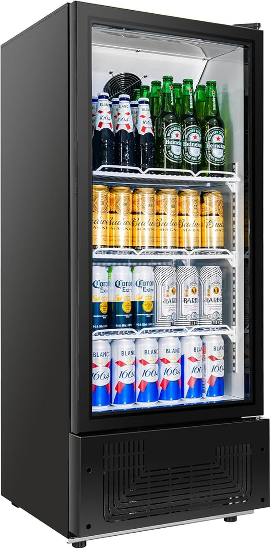 6.5 Cu.Ft Commercial Beverage Refrigerator Glass Door Upright Drink Cooler Display Fridge with Adjustable Shelves and LED Light for Restaurant Bar Store Office-DeskLoop Office
