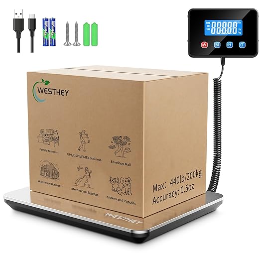 Shipping Scale 0.5oz-440lb High Accuracy Postal Digital Weight Luggage Scale for Packages Warehouse Home Small Business Pet Food Mail-DeskLoop Office