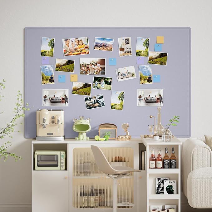 MaxGear Extra Large Bulletin Board 72" x 48", Foldable Felt Board Vision Board Supplies, Cork Board for Office, Home, School, Small Pin Boards for Walls Decorative Display Board Moonlight Gray-DeskLoop Office
