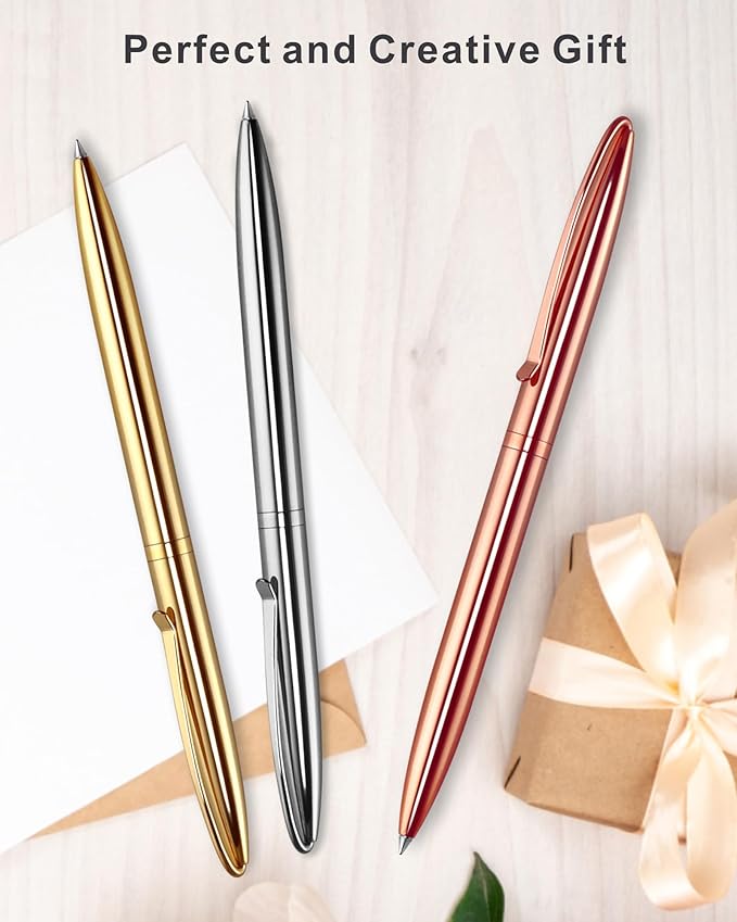 Cambond Ballpoint Pens Fancy Pens - Wedding Guest book with Pen for Journaling Uniform Christmas Gift Gold Pen Black Ink Pens 1.0mm Medium Point, 3 Pens with 6 Refills (Gold)-DeskLoop Office