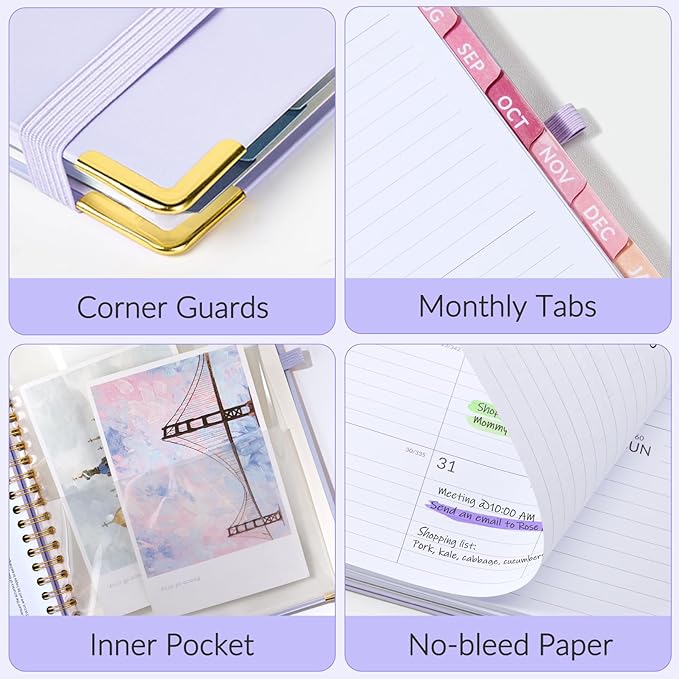 Jul 2025 - Dec 2026 Planner, Forvencer Academic Planner 2025-2026, 18 Month Daily Planner, 6" x 8", Weekly & Monthly Agenda Book, Hardcover Calendar Book, School Supplies for Student Teacher, Purple-DeskLoop Office