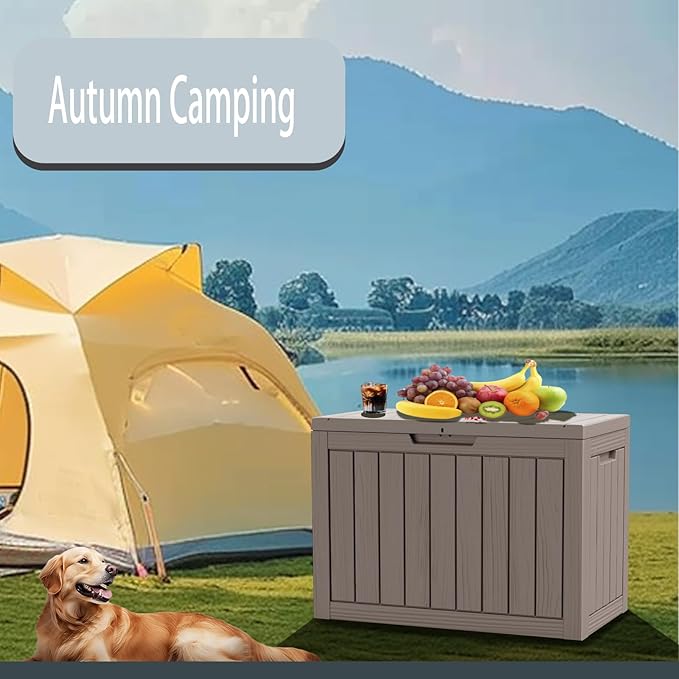 45 Gallon Outdoor Storage Box Waterproof Lockable Resin Deck Box Large, Patio Storage Bin for Pool Accessories Cushion Furniture, Garden Tools, UV-Resistant Outside Delivery Light Coffee-DeskLoop Office