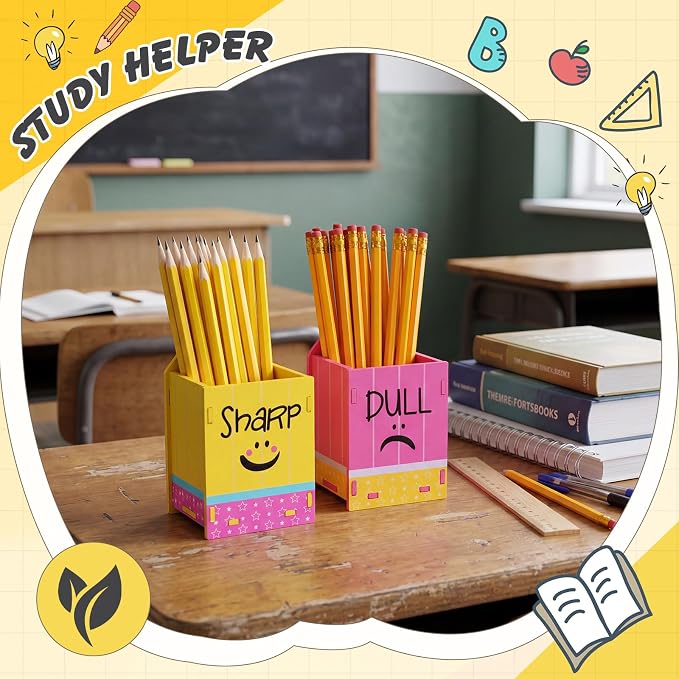 DoubleFill 2 Pcs Pencil Shaped Holder Sharp Dull Holder Wooden Dispenser Pencil - Image 7