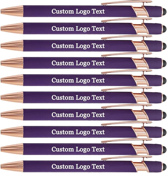 Custom Engraved Ballpoint Pens Bulk, Personalized with Name/Logo, Black or Blue Ink, Smooth Writing for Office, School, Business, Church, Reunion Purple 20 Pcs-DeskLoop Office