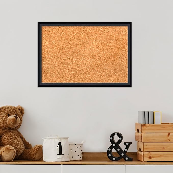 Amanti Art Natural Cork Board for Wall, 13x19 Vision Board with Black Wood Frame, Small Corkboard Office Decor for Home Organization, Modern Corkboard Pinboard to Display Items for Home Organization-DeskLoop Office