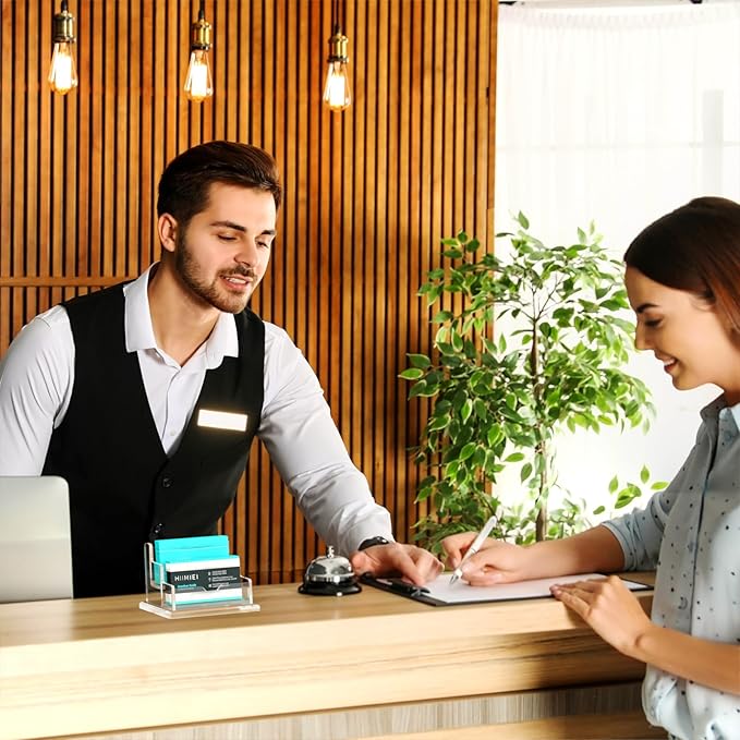 HIIMIEI Acrylic Business Card Display, Multiple Card Holder for Office, Home, Restaurant - 2 Slot, 2 Tier-DeskLoop Office