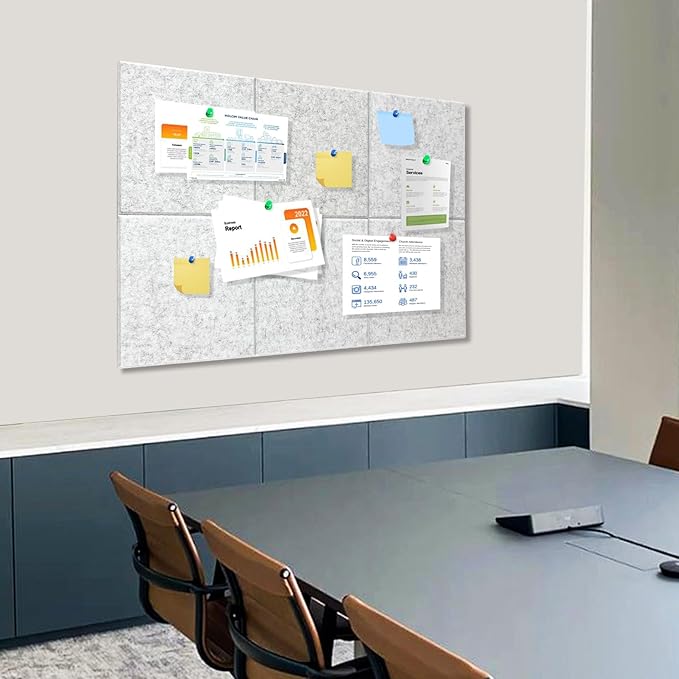 Large Cork Board for Wall with Pins, 36" x 24" Bulletin Board Self-Adhesive Pin Board | Customized 6 Packs Felt Tiles for Office Home Wall Decor-DeskLoop Office