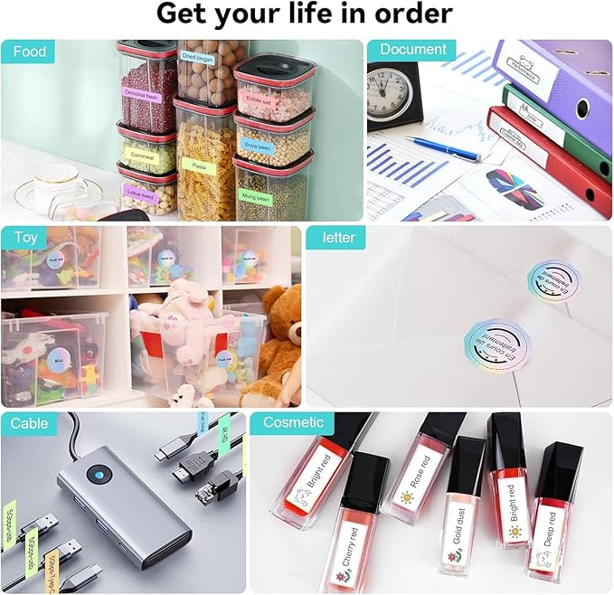 Upgraded Bluetooth Label Maker Machine - Portable Mini Thermal Sticker Printer Supports 14 Different Label Sizes with 300 DPI Inkless Tech Suitable for Home,Office,School Storage and Signage (Blue)-DeskLoop Office