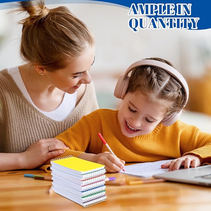 24 Pcs Small Pocket Notebooks 3 x 5 Inch Mini Memo Spiral Notepads Top Bound College Ruled Lined Note Pads for Back School Office Journaling Noting, 75 Sheets/Pad (Rainbow)-DeskLoop Office