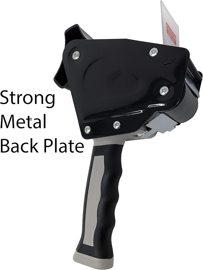 Clipco Tape Dispenser Gun with Packing Tape Included and Rubberized Handle (Pack of 3) (Black-Gray)-DeskLoop Office