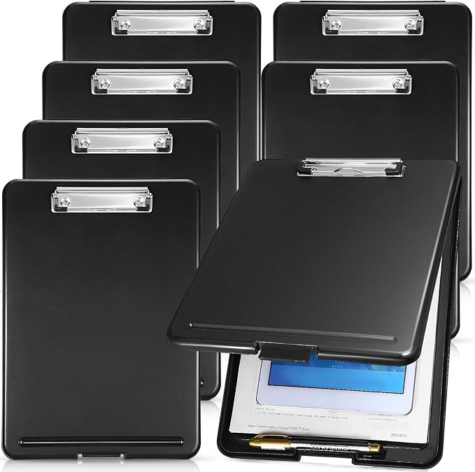 Epakh 7 Pcs Clipboard with Storage Bulks Plastic Storage Foldable Nursing Clipboard with Low Profile Clip for Student Teacher Nurse Employee, 9.5 x 13.5 Inch-DeskLoop Office