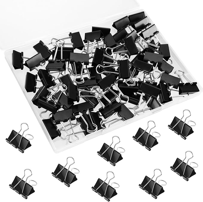 SANNIX 42 PCS Binder Clips, 1 inch 25mm Binder Clips Black Paper Clamps Medium Size for Office Home School-DeskLoop Office