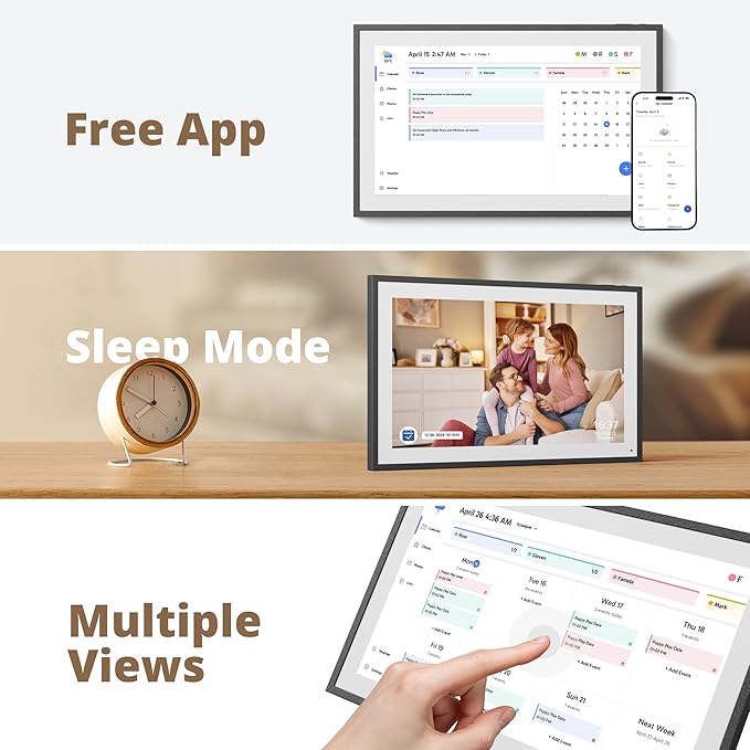 Dragon Touch 15.6" Digital Calendar Chore Chart – 1080P Full HD Interactive Touchscreen, Smart Family Planner, Hearth Display Digital Calendar Wall & Desk Mountable for Seamless Scheduling Black-DeskLoop Office