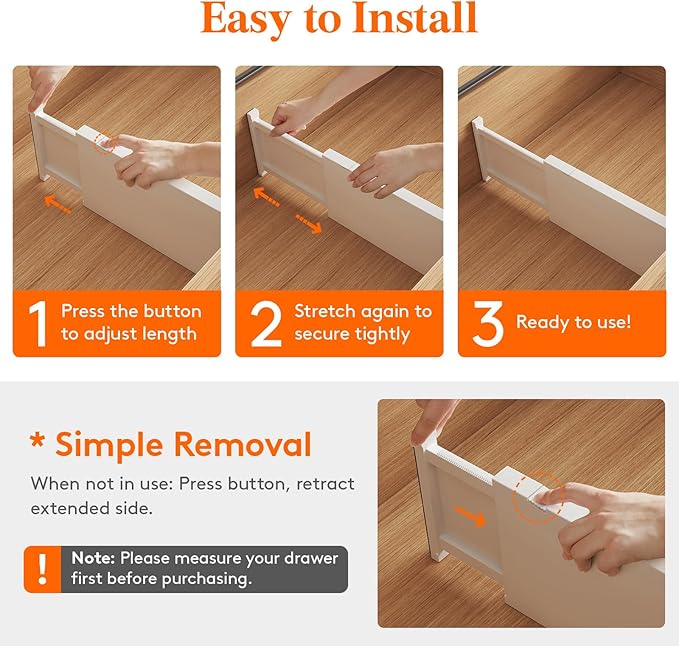 Lifewit 5 Pack Drawer Dividers Plastic 6" High, 13.5-22" Adjustable Drawer Organizers for Clothes, Expandable Dresser Separators in Bedroom/Bathroom/Kitchen/Fridge/Office Organization and Storage-DeskLoop Office