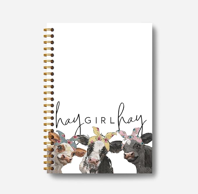 Hay Girl Hay Cow Notebook Journal - Cow Gifts for Women, Coworkers, Cowgirls, Western Gifts, Western Hay Girl Hay Cow Notebook Spiral Bound with 164 Pages-DeskLoop Office