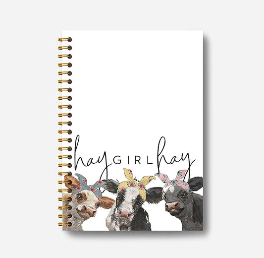 Hay Girl Hay Cow Notebook Journal - Cow Gifts for Women, Coworkers, Cowgirls, Western Gifts, Western Hay Girl Hay Cow Notebook Spiral Bound with 164 Pages-DeskLoop Office