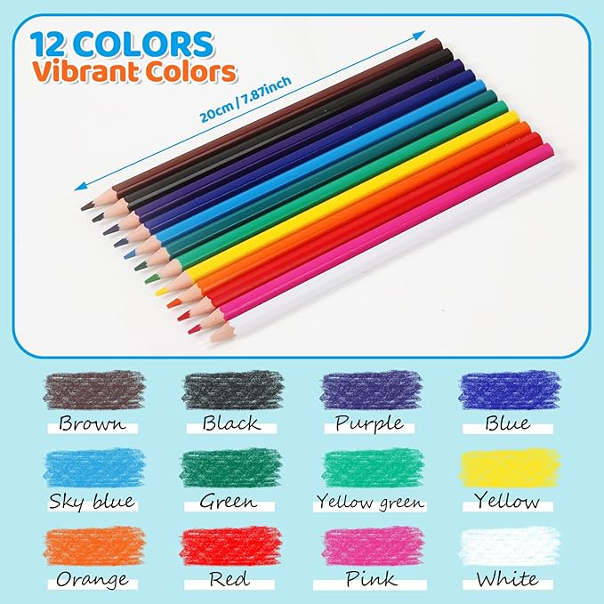 144 Count Colored Pencils for Kids, 12 Pack Colored Pencils in 12 Colors, Pre-sharpened Color Pencils Bulk, Coloring Pencil Bulk for Teachers Supplies, Back to School Classroom Prizes Gifts-DeskLoop Office