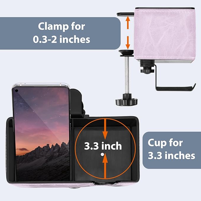 Desk Cup Holder Clip on Pen Holder Headphone Hanger Headset Stand Rotatable Clamp Hook Under Desk (Violet)-DeskLoop Office