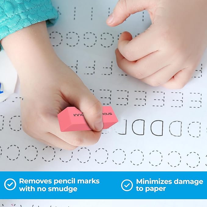 Innovative Haus Pink Erasers Bulk - Latex Free, Smudge Resistant Large Eraser. Big Size School Erasers for Kids in Bulk. Ideal for Students and Classrooms. Pack of 100-DeskLoop Office