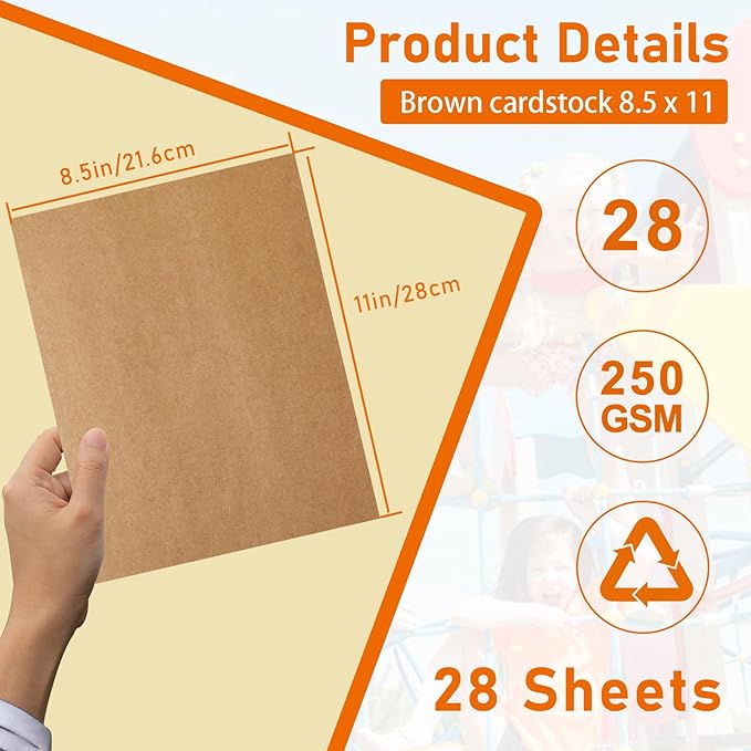 28 Sheets Brown Cardstock 8.5 x 11 Printer Paper, 92lb Heavyweight Thank You Card Stock for Greeting Cards, Wrapper, Invitations, DIY Cards Making, Certificates-DeskLoop Office