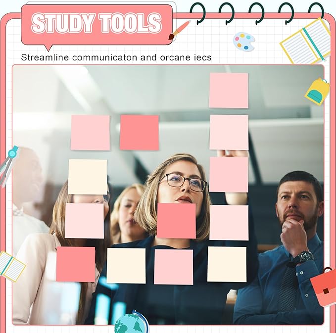 Fainne 60 Pack Sticky Notes Bulk Back to School Supplies Self Stick Note Pads Paper Memo for Office First Day of School Student Teacher Essentials (3x3 Inch,Pink)-DeskLoop Office