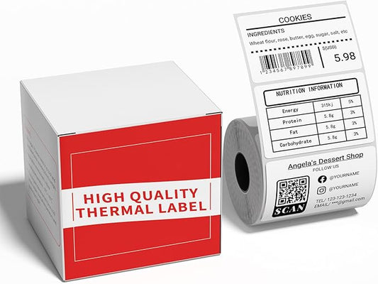 Thermal Labels - 1.96"X1.18" (50X30MM), Compatible with Label Maker Machine M100/ M110/ M150/ M220/ M250/ M108/ M221, Multi-Purpose Adhesive Thermal Labels, Black on White, 230 Labels/Roll-DeskLoop Office