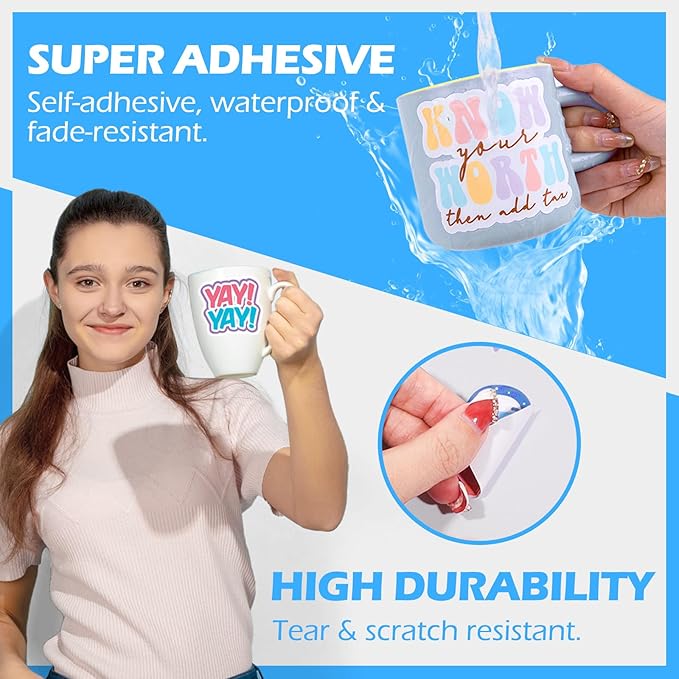 TECKWRAP Printable Vinyl Sticker Paper for Inkjet Printer, Matte Inkjet Printable Vinyl, 8.26" x 11.69" A4 56 Sheets/Pack Photo Paper for Craft Scrap-Booking, Stickers, Labels-DeskLoop Office