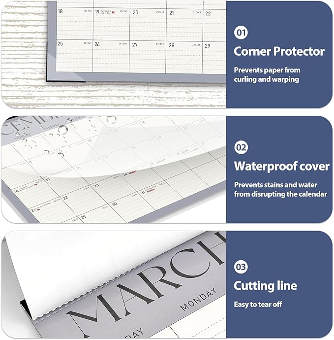 Desk Calendar 2025-2026, Monthly Desktop Large Calendar (July 2025 - December 2026) 17" x 12" Desk Wall Planner for Family Office Teacher School, Blue-DeskLoop Office